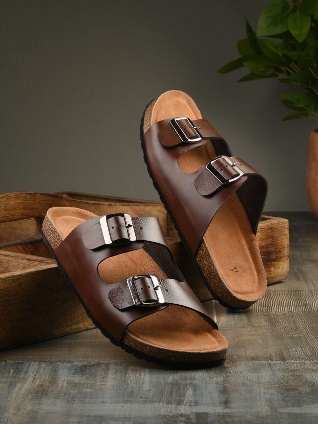 Men's Arizona Brown Leather Slippers